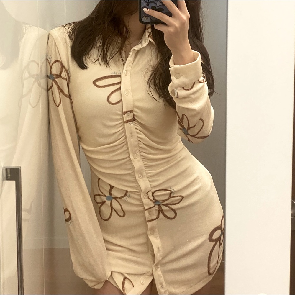 With jean flower dress